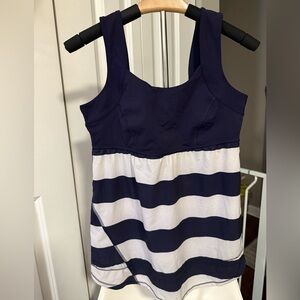 Lululemon Athletica Run Tame Me Blue and White Tank Top
